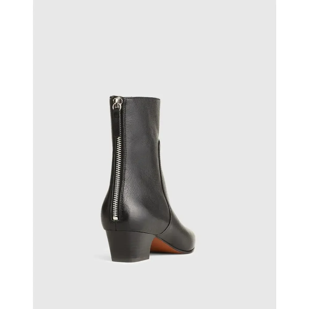Madewell the Lexie Ankle Boots Square Toe True Black Smooth Leather Size 6